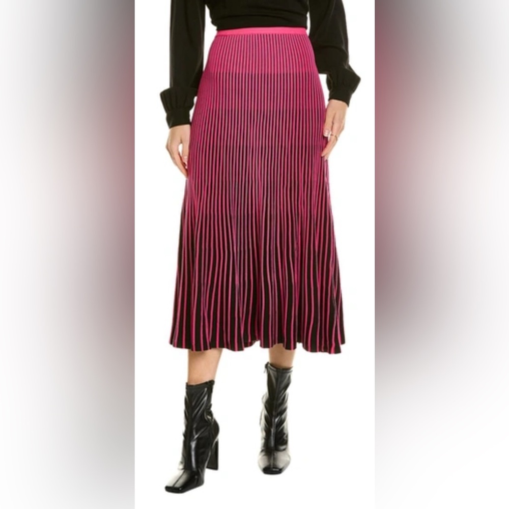 NWT NANETTE LEPORE Ombré Sweater Knit Skirt Hot Pink Black XL